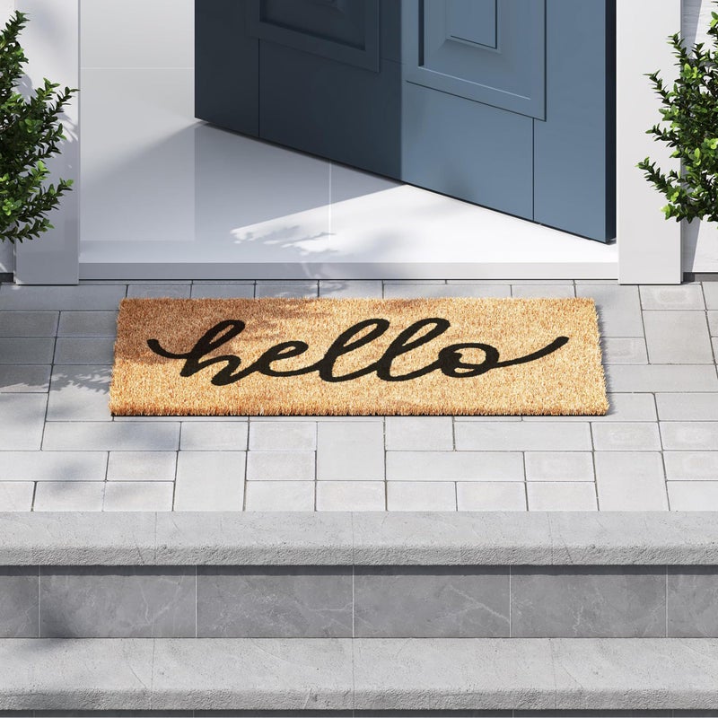 Barnyard Designs Doormat Welcome Mat for Outdoors, Large Front Door Entrance Mat, Brown (Hello, 30x17) - Image 3
